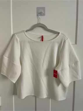 SPANX White Boxy Short Sleeve Crew Top
